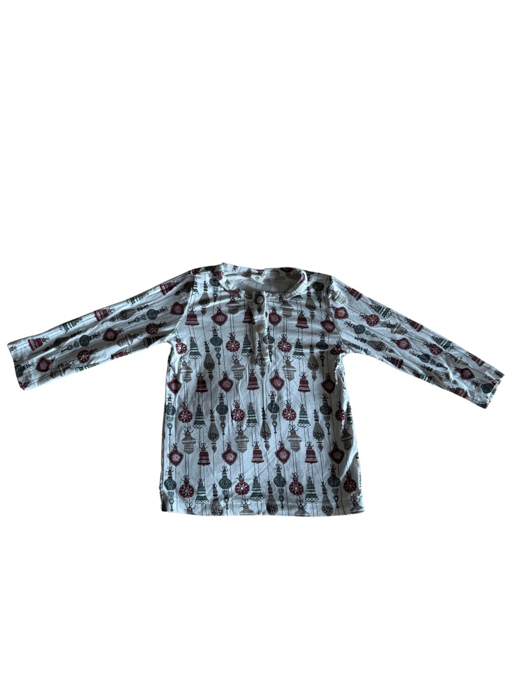 kate quinn - long sleeve basic henley tee | vintage ornaments | bamboo -  2T